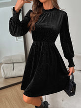 Load image into Gallery viewer, Glitter Mock Neck Long Sleeve Mini Dress

