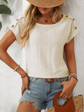 Load image into Gallery viewer, Mandy Eyelet Round Neck Short Sleeve Top
