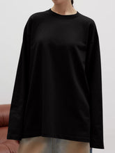 Load image into Gallery viewer, Round Neck Dropped Shoulder Long Sleeve T-Shirt
