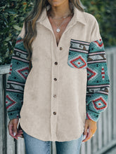 Load image into Gallery viewer, Perfee Pocketed Geometric Collared Neck Shacket
