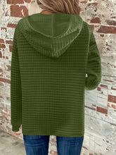 Load image into Gallery viewer, Full Size Texture Button Detail Drawstring Long Sleeve Hoodie
