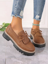 Load image into Gallery viewer, PU Leather Bow Platform Loafers
