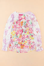 Load image into Gallery viewer, Floral Round Neck Flounce Sleeve Blouse
