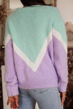 Load image into Gallery viewer, Contrast Round Neck Dropped Shoulder Sweater
