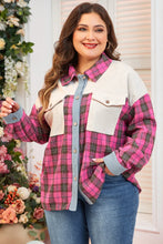 Load image into Gallery viewer, Plus Size Plaid Collared Neck Long Sleeve Shirt
