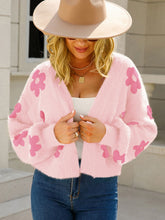 Load image into Gallery viewer, Angel Wings Flower Open Front Long Sleeve Cardigan
