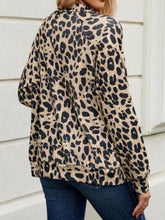 Load image into Gallery viewer, Full Size Leopard Collared Neck Zip Up Jacket
