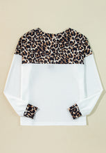 Load image into Gallery viewer, Waffle-Knit Leopard V-Neck Long Sleeve Blouse
