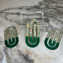 Load image into Gallery viewer, Jumbo Paperclip - Green Religious Floral

