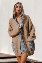 Load image into Gallery viewer, Double Take Full Size Hooded Denim Spliced Sweater Cardigan
