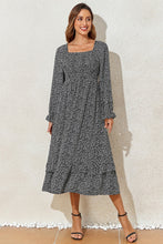 Load image into Gallery viewer, Printed Square Neck Long Sleeve Midi Dress
