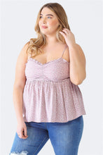 Load image into Gallery viewer, Zenobia Plus Size Frill Smocked Floral Sweetheart Neck Cami
