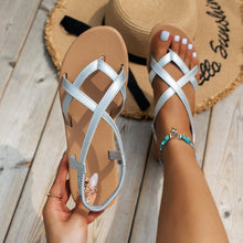 Load image into Gallery viewer, PU Leather Crisscross Flat Sandals
