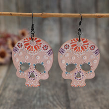 Load image into Gallery viewer, Alloy Hook Wooden Skeleton Earrings
