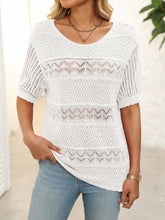 Load image into Gallery viewer, Mandy Openwork Round Neck Half Sleeve Knit Top
