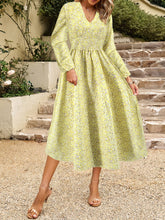 Load image into Gallery viewer, Floral V-Neck Long Sleeve Midi Dress
