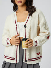 Load image into Gallery viewer, Star Embroidered V-Neck Long Sleeve Cardigan

