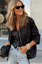 Load image into Gallery viewer, Sequin Zip Up Long Sleeve Jacket
