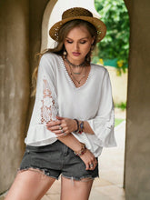 Load image into Gallery viewer, Plus Size Lace Detail V-Neck Three-Quarter Sleeve Blouse
