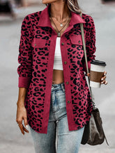 Load image into Gallery viewer, Full Size Leopard Collared Neck Button Up Long Sleeve Jacket
