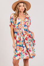 Load image into Gallery viewer, SAGE + FIG Full Size Floral Button-Down Short Sleeve Dress
