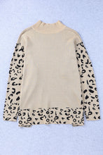Load image into Gallery viewer, Slit Leopard Mock Neck Dropped Shoulder Sweater
