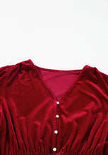 Load image into Gallery viewer, Ruffle Hem Slit V-Neck Long Sleeve Dress
