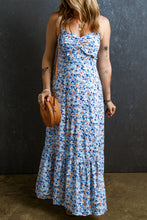 Load image into Gallery viewer, Ruched Ruffle Hem Printed Cami Dress
