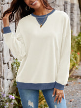 Load image into Gallery viewer, Contrast Round Neck Long Sleeve Sweatshirt
