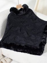 Load image into Gallery viewer, Fuzzy Hem Cable-Knit Poncho
