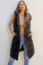 Load image into Gallery viewer, Longline Hooded Sleeveless Puffer Vest
