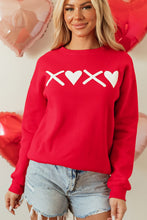 Load image into Gallery viewer, Valentine’s Day XOXO Round Neck Drop Shoulder Sweatshirt
