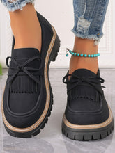 Load image into Gallery viewer, PU Leather Bow Platform Loafers
