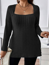 Load image into Gallery viewer, Plus Size Square Neck Long Sleeve Top
