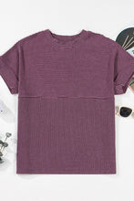 Load image into Gallery viewer, Corded Knit Mock Neck Short Sleeve T Shirt
