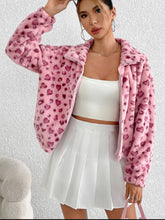 Load image into Gallery viewer, Leopard Zip Up Long Sleeve Furry Jacket
