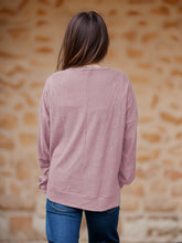 Load image into Gallery viewer, Side Slit Round Neck Long Sleeve T-Shirt
