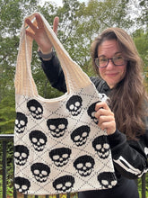 Load image into Gallery viewer, Tote Bag - Knit Sweater - Halloween Skull - PREORDER 8/18-8/21
