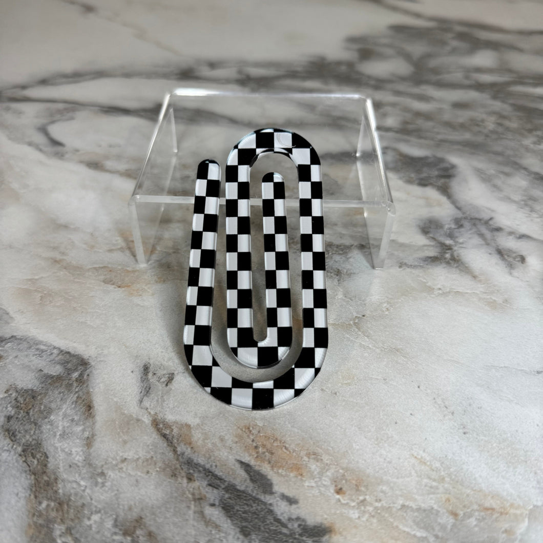 Jumbo Paperclip - Black White Checker