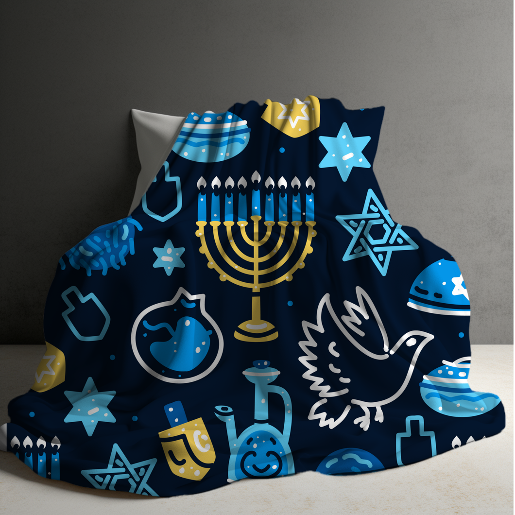 Blanket - Navy Hanukkah Holiday - PREORDER ENDS 10/10