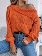 Load image into Gallery viewer, Cable-Knit One Shoulder Long Sleeve Sweater
