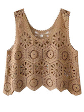 Load image into Gallery viewer, Openwork Round Neck Knit Vest
