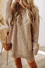 Load image into Gallery viewer, Cable-Knit Round Neck Sweater Dress
