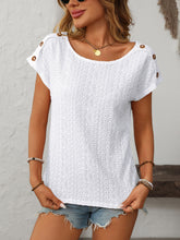 Load image into Gallery viewer, Mandy Eyelet Round Neck Short Sleeve Top

