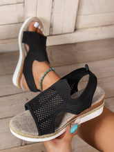 Load image into Gallery viewer, Open Toe Woven Wedge Sandals
