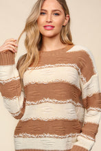 Load image into Gallery viewer, Haptics Striped Contrast Distressed Sweater
