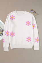 Load image into Gallery viewer, Flower Round Neck Long Sleeve Sweater
