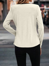 Load image into Gallery viewer, Full Size Crisscross Contrast Trim Long Sleeve T-Shirt
