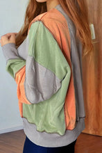 Load image into Gallery viewer, Full Size Exposed Seam Color Block Long Sleeve Sweatshirt
