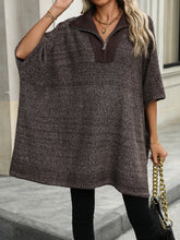 Load image into Gallery viewer, Slit Quarter Zip Half Sleeve Sweater
